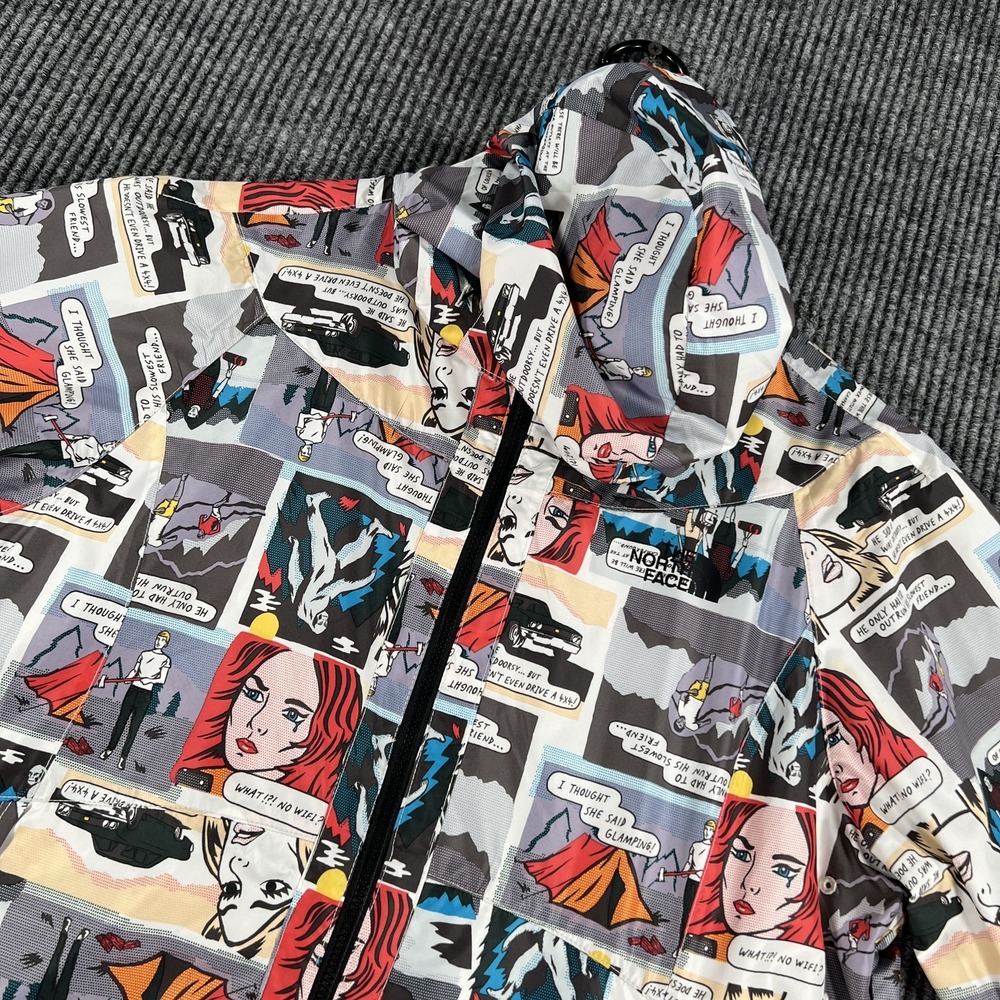 North Face Jacket Womens Medium Multicolor Comic Print Hooded Full Zip Outdoors